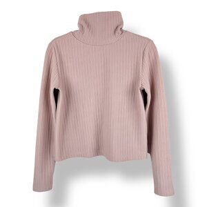Babaton | S | Ribbed Funnel Neck Sweater | Pink | Minimalist | Classic | Casual